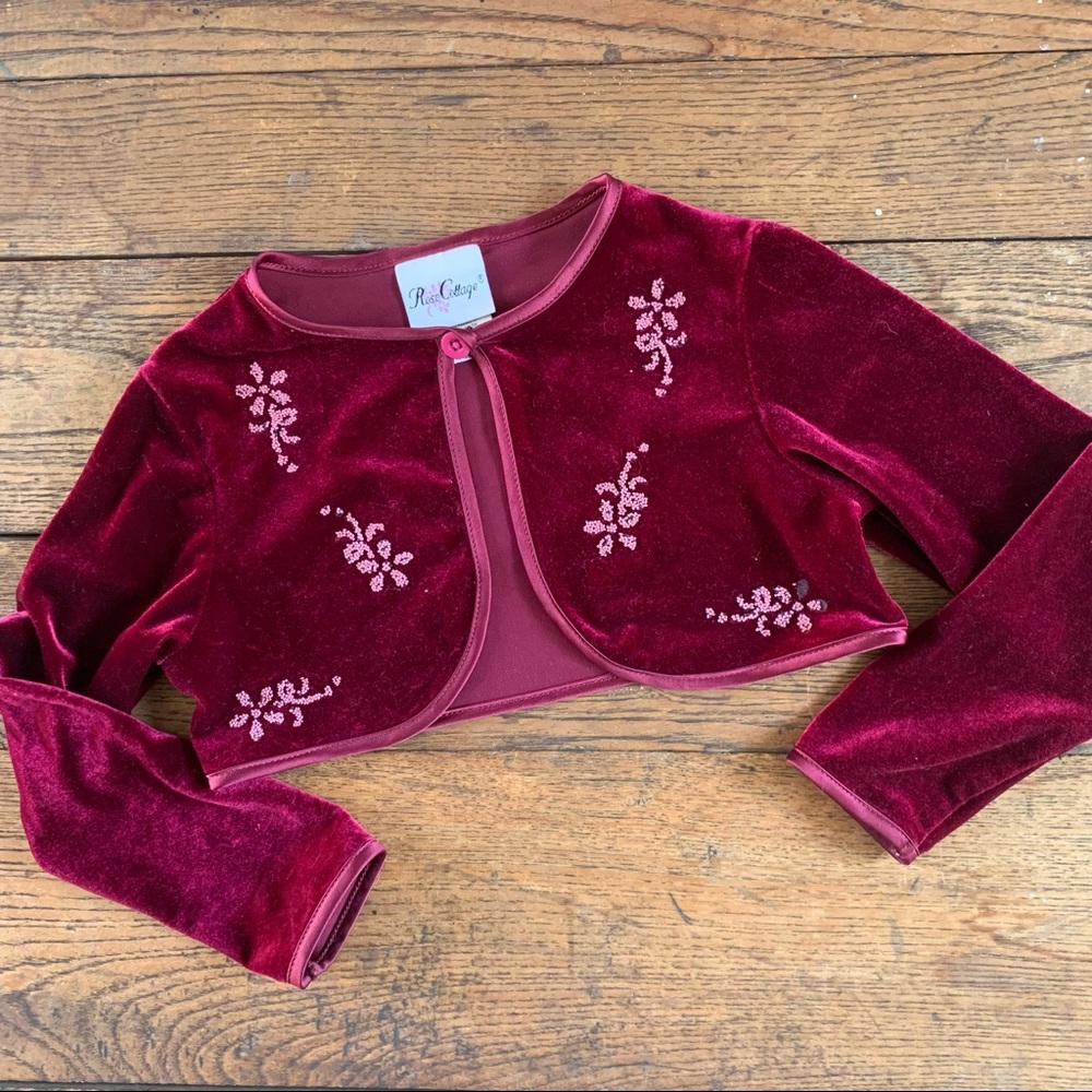 Rose cottage velvet floral beaded cardigan